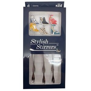 Nod Cocktail Spoons Stylish Stirrers Shoe‎ Design Set of 6 New Bridal Birthday